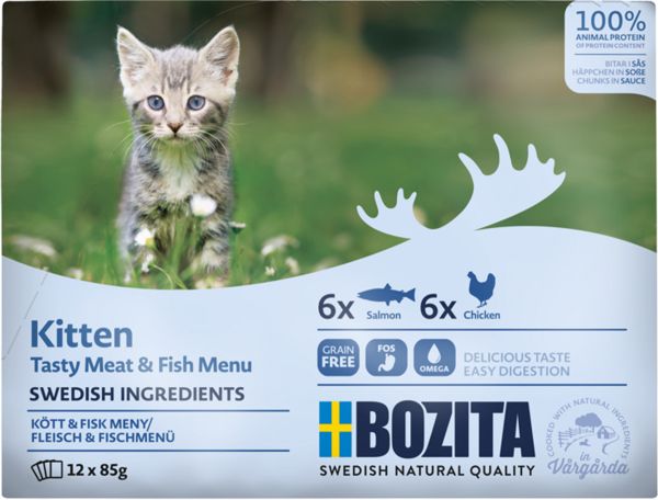 Bozita Kött o Fisk i sås för kattunge 12x85g